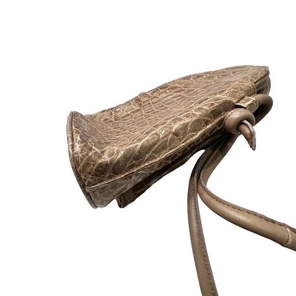 TITTI DELL'ACQUA MAXIMA TAN ALLIGATOR CROSSBODY PURSE W FRONT ZIP POCKET - Picture 14 of 16